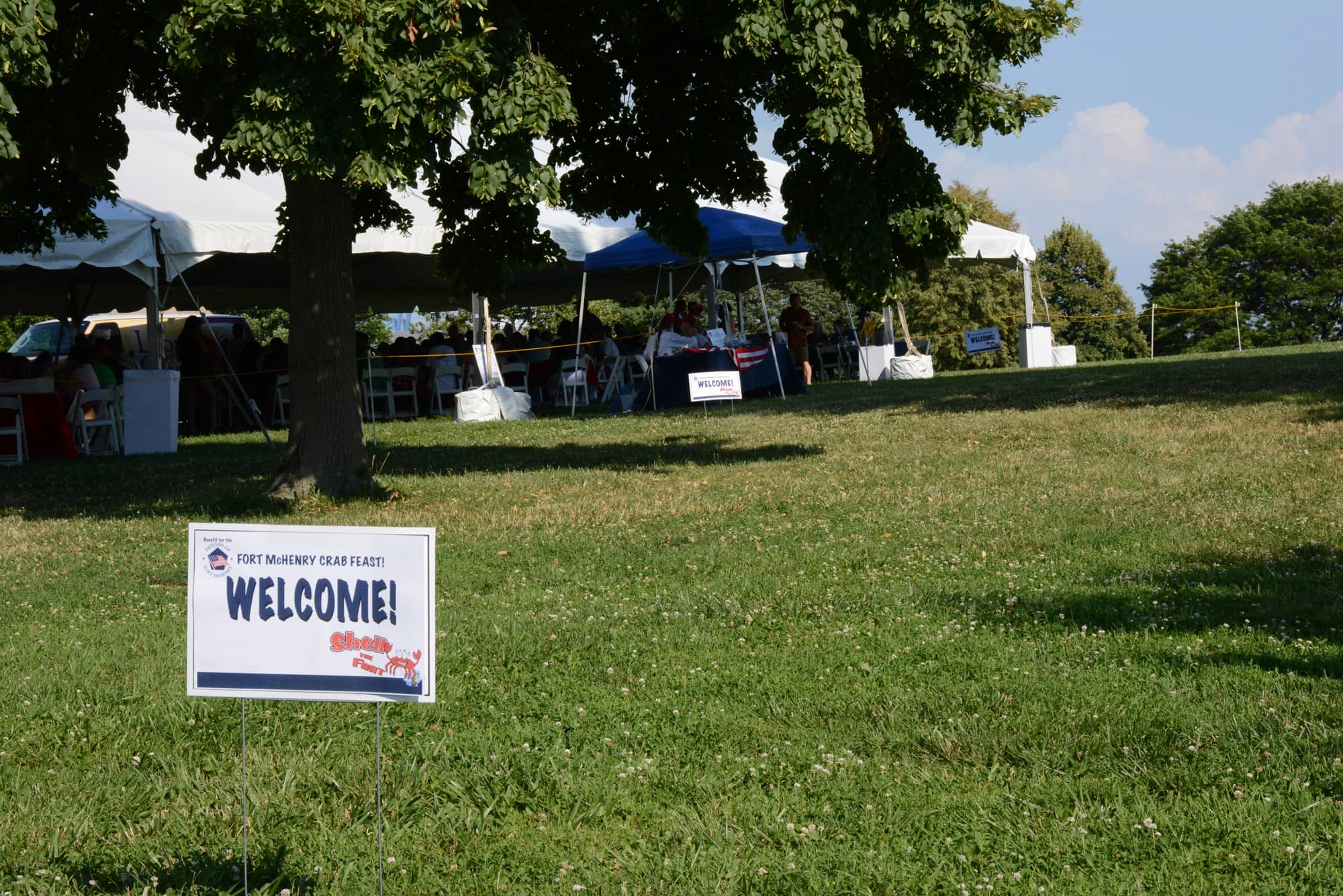 The Friends of Fort McHenry threw their crab feast under a tent near the fort's visitor center.