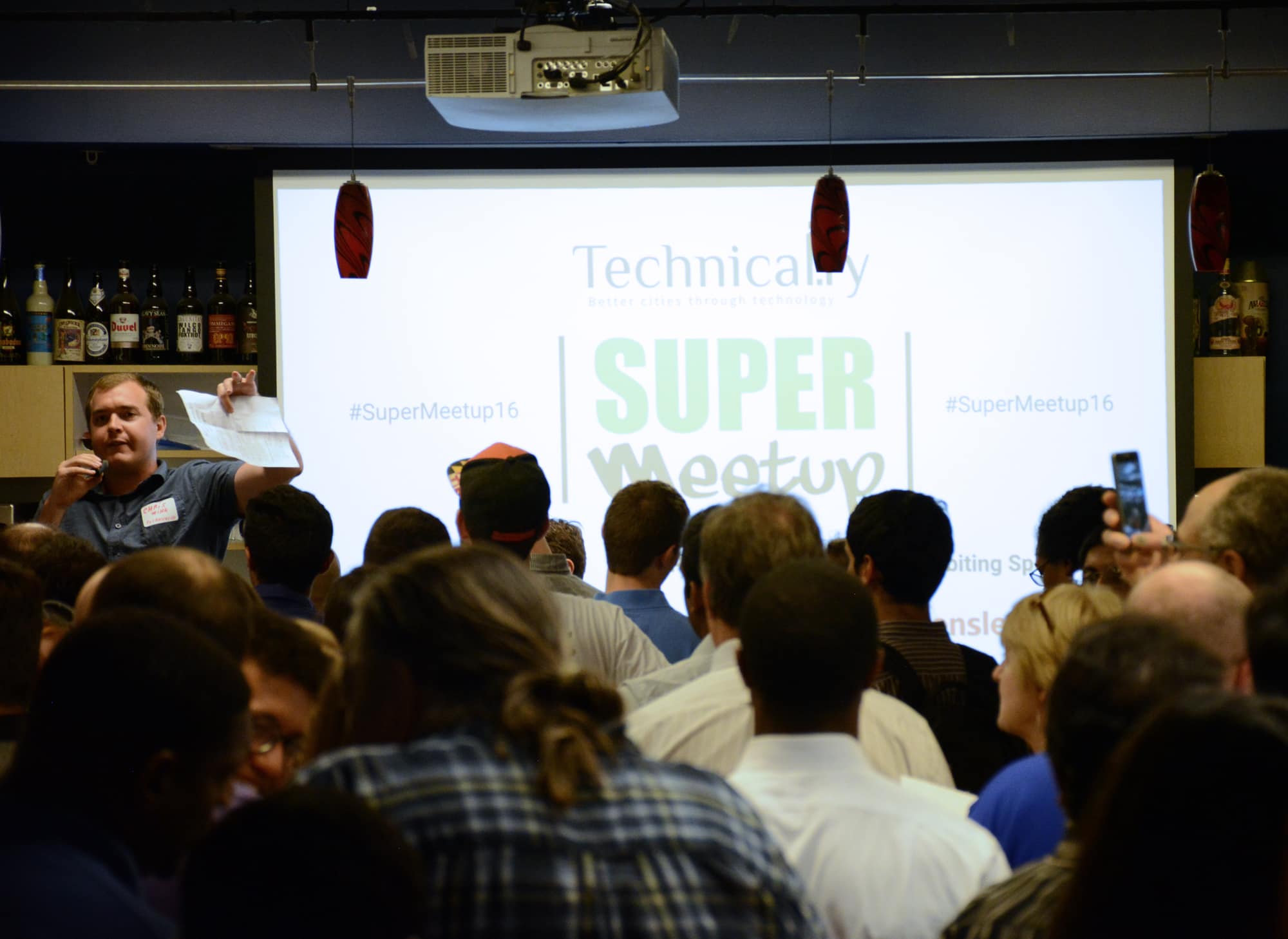 A packed house at the Videology offices for the Super Meetup