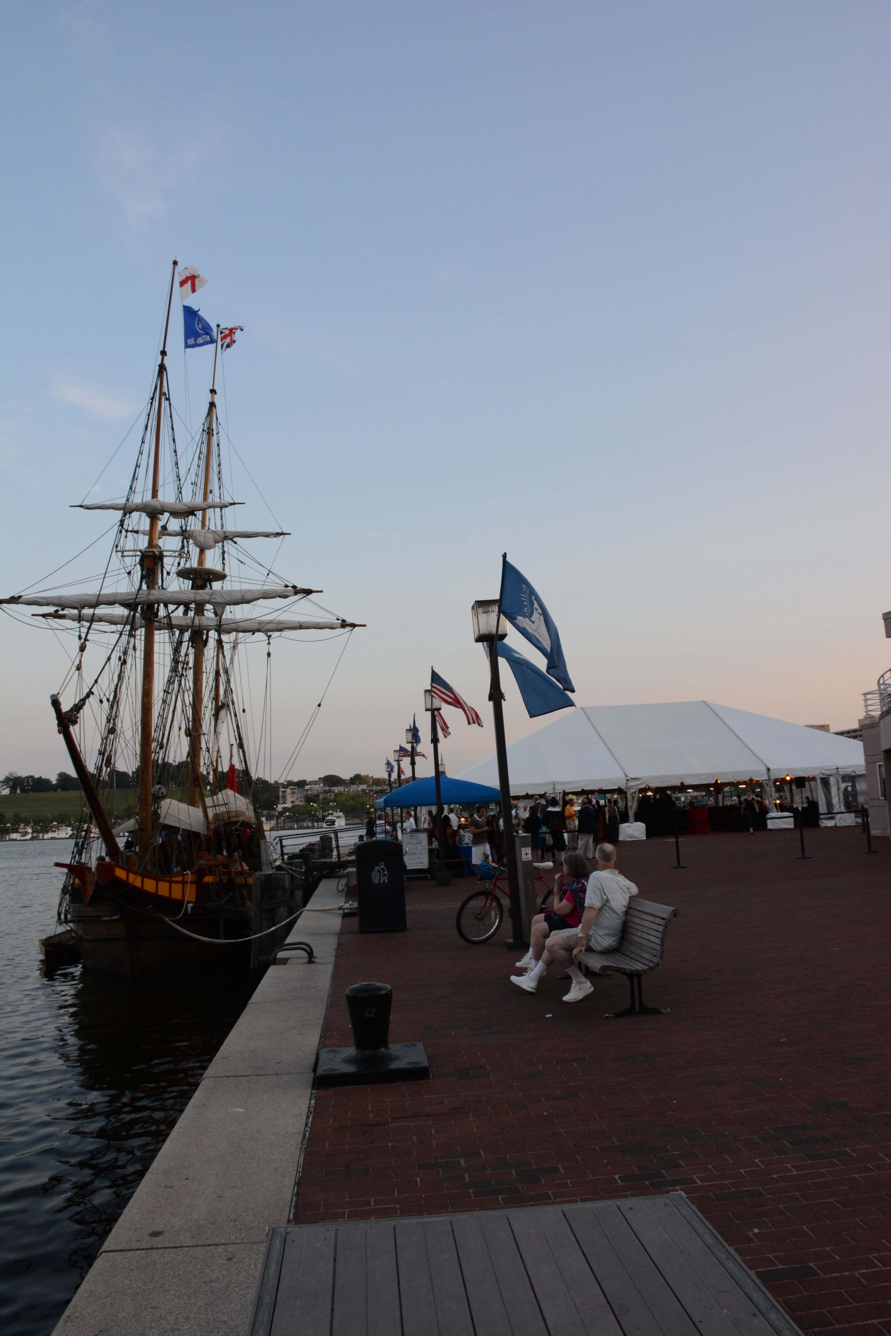 The Maryland Dove docked at the Inner Harbor's Pier One