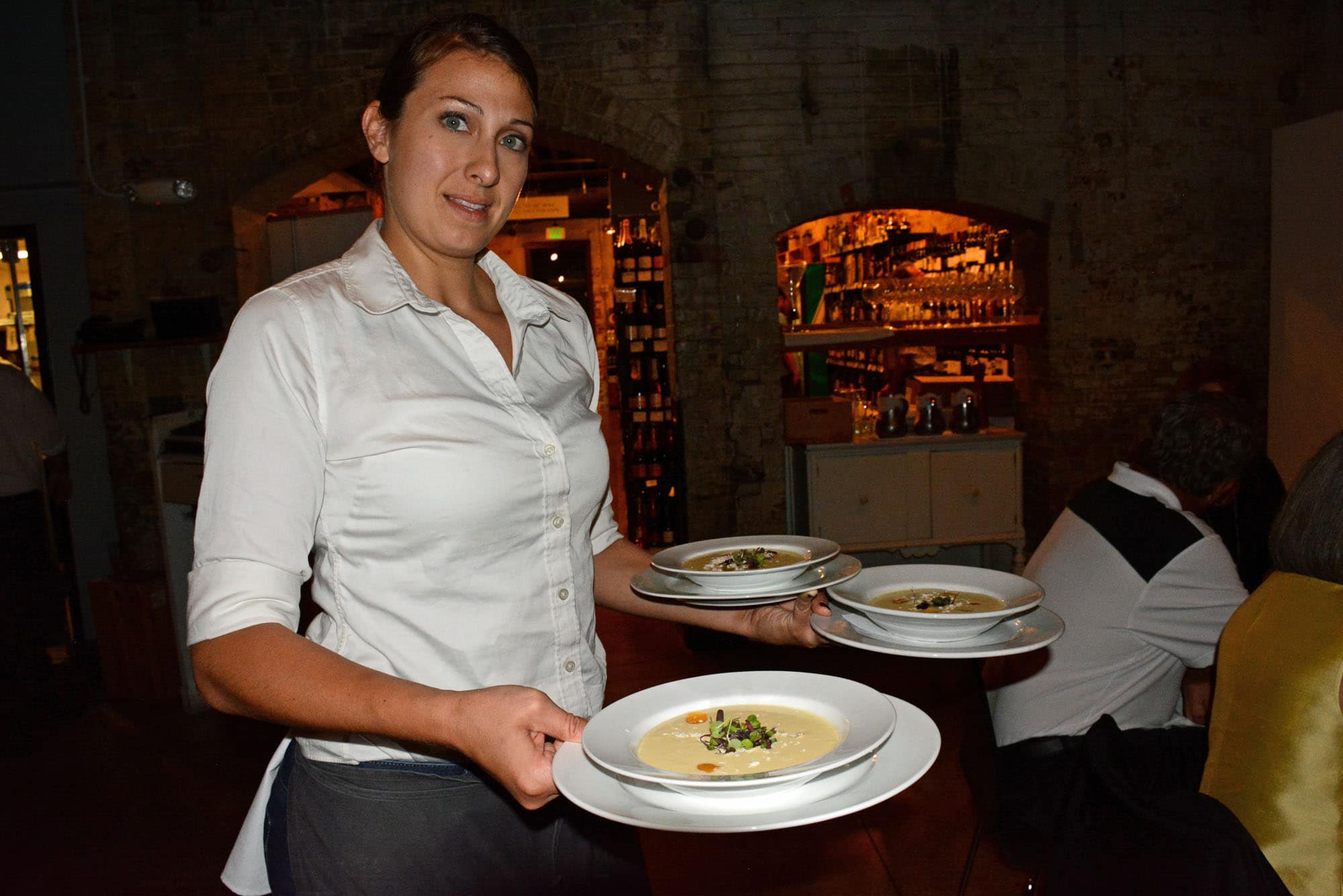 Soup's on! Corn gazpacho, to be exact, courtesy Wine Market server Krystalee George.