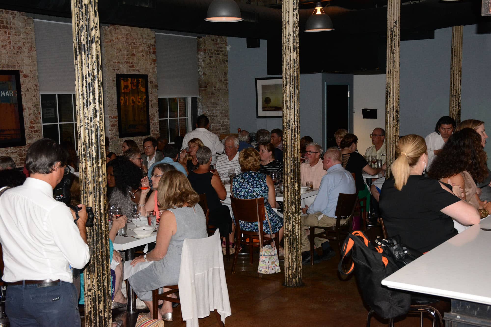 Thanks to long communal tables, folks got to know one another as they enjoyed their meal.