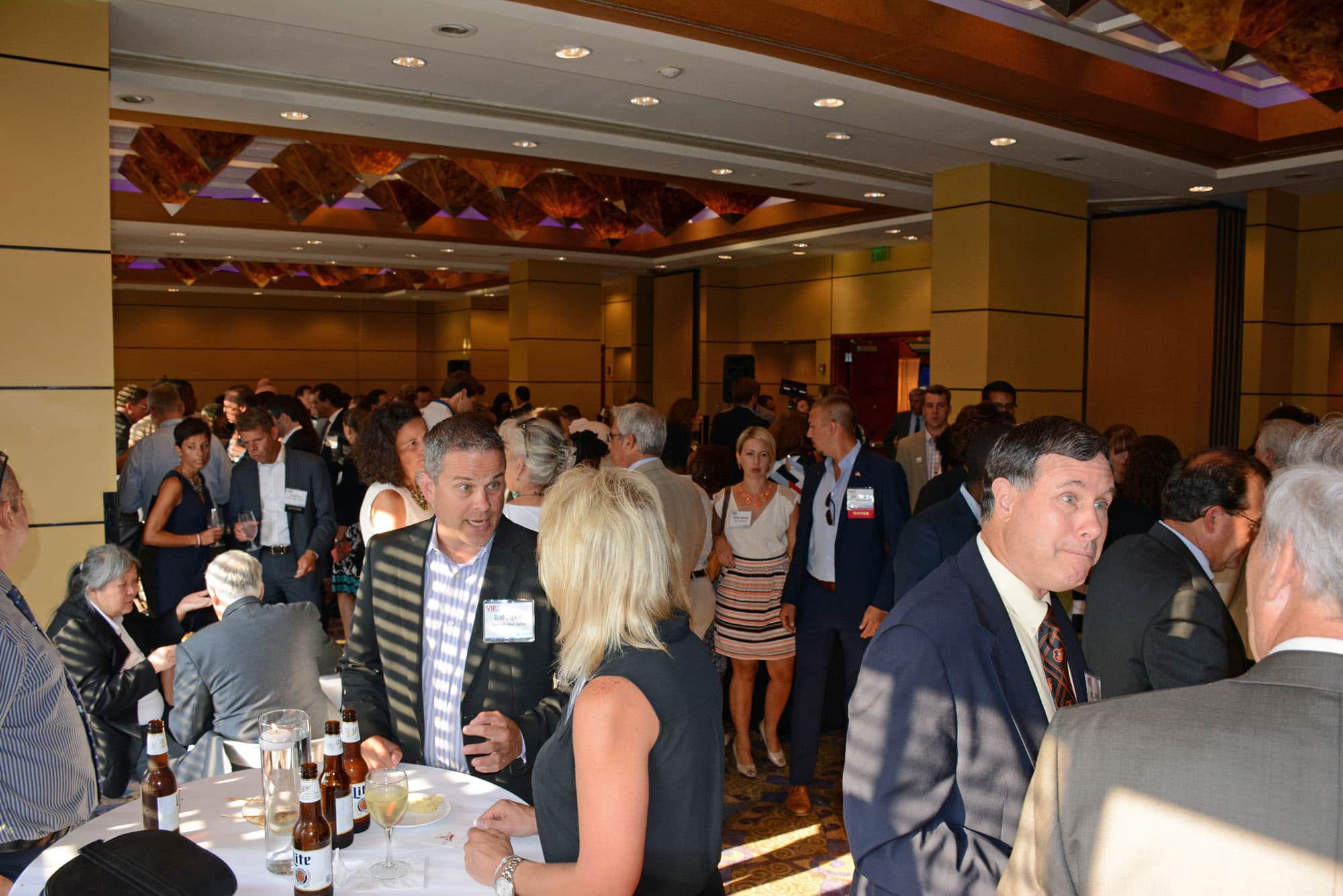 Folks mingled inside the Pier 5 banquet room...