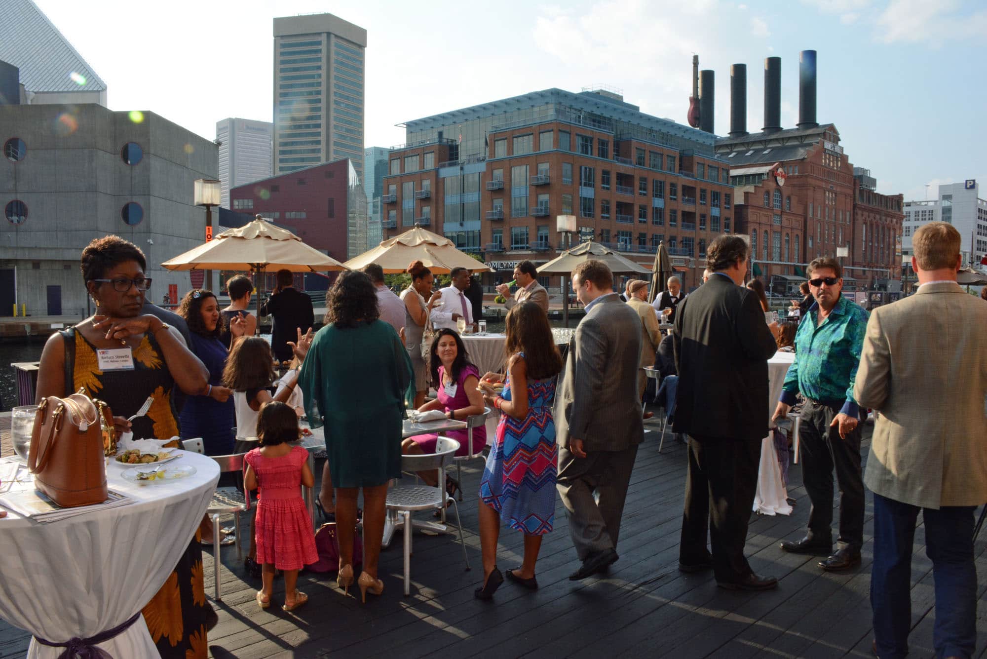 ...or schmoozed on the outside terrace, taking in the Inner Harbor view.