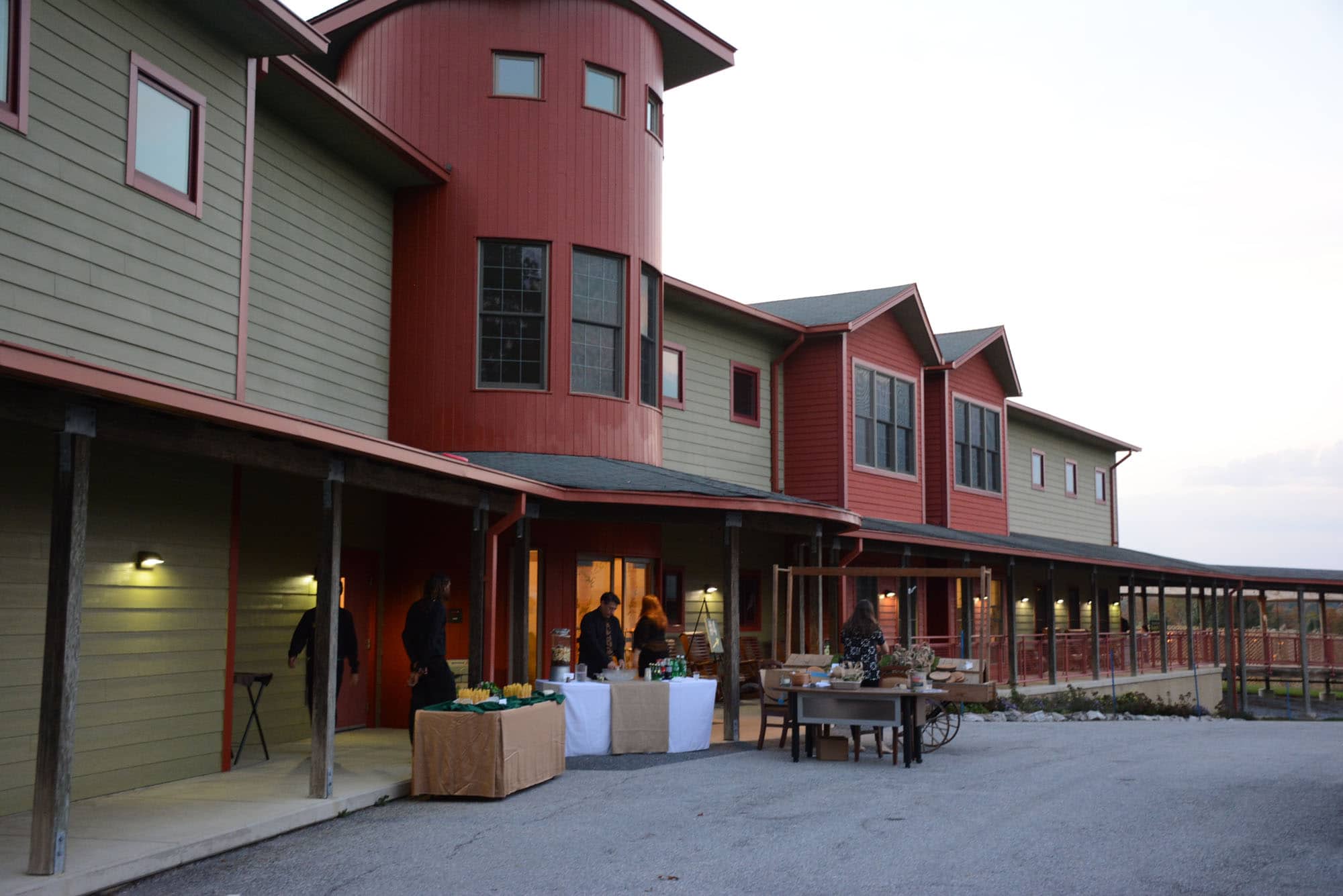 Folks were greeted at the front of the center, before being taken on golf cart tours around the property.