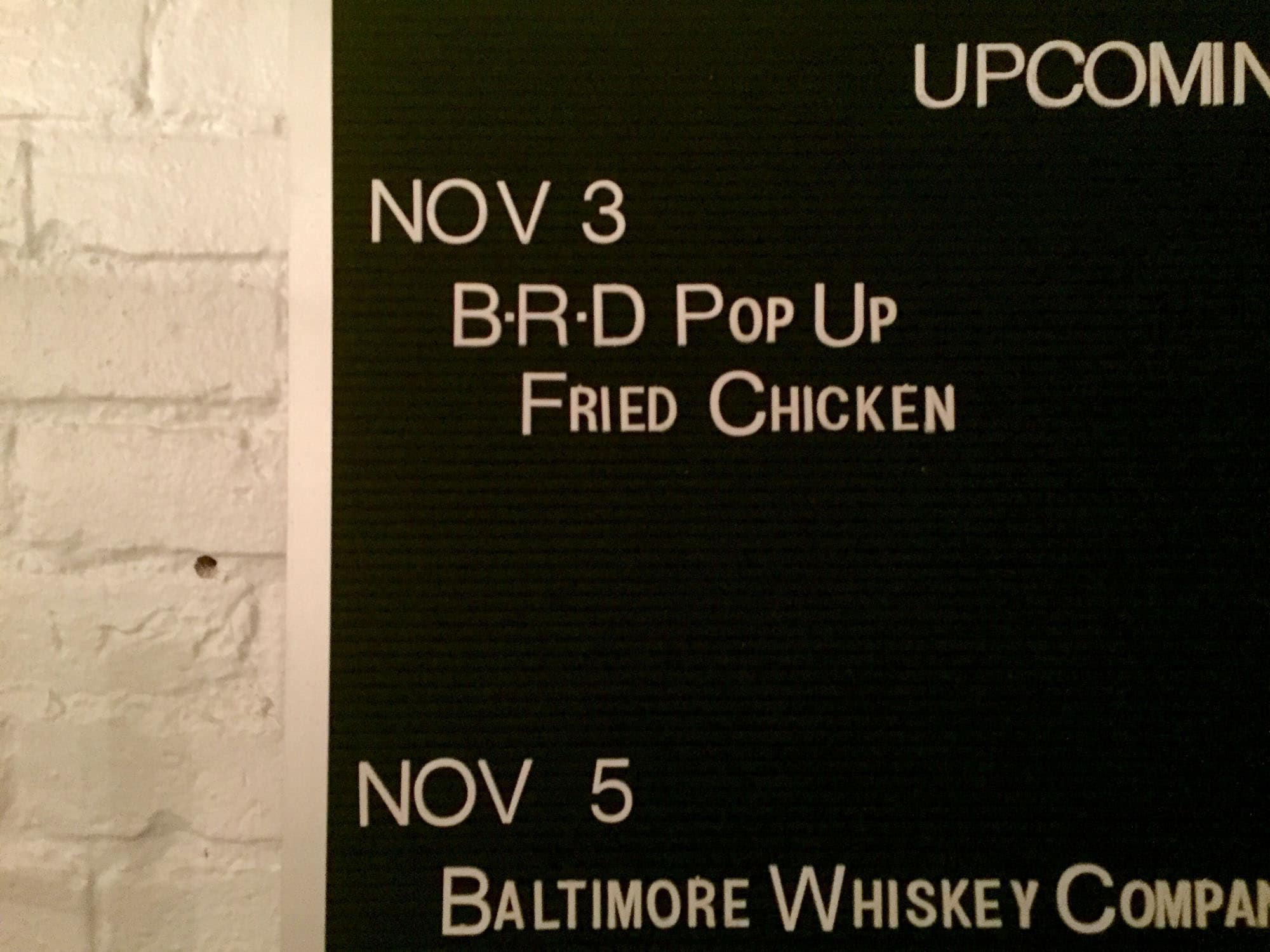SUGARVALE Last Thursday, Nov. 4, Sugarvale, the chic little cocktail bar nestled a few steps off of Mount Vernon Square (look for the doorway a few steps down off the sidewalk) hosted a ‘Chicken & Cocktails’ one-night pop-up for the new BRD chicken stall at the soon-to-open R House food hall in Remington.