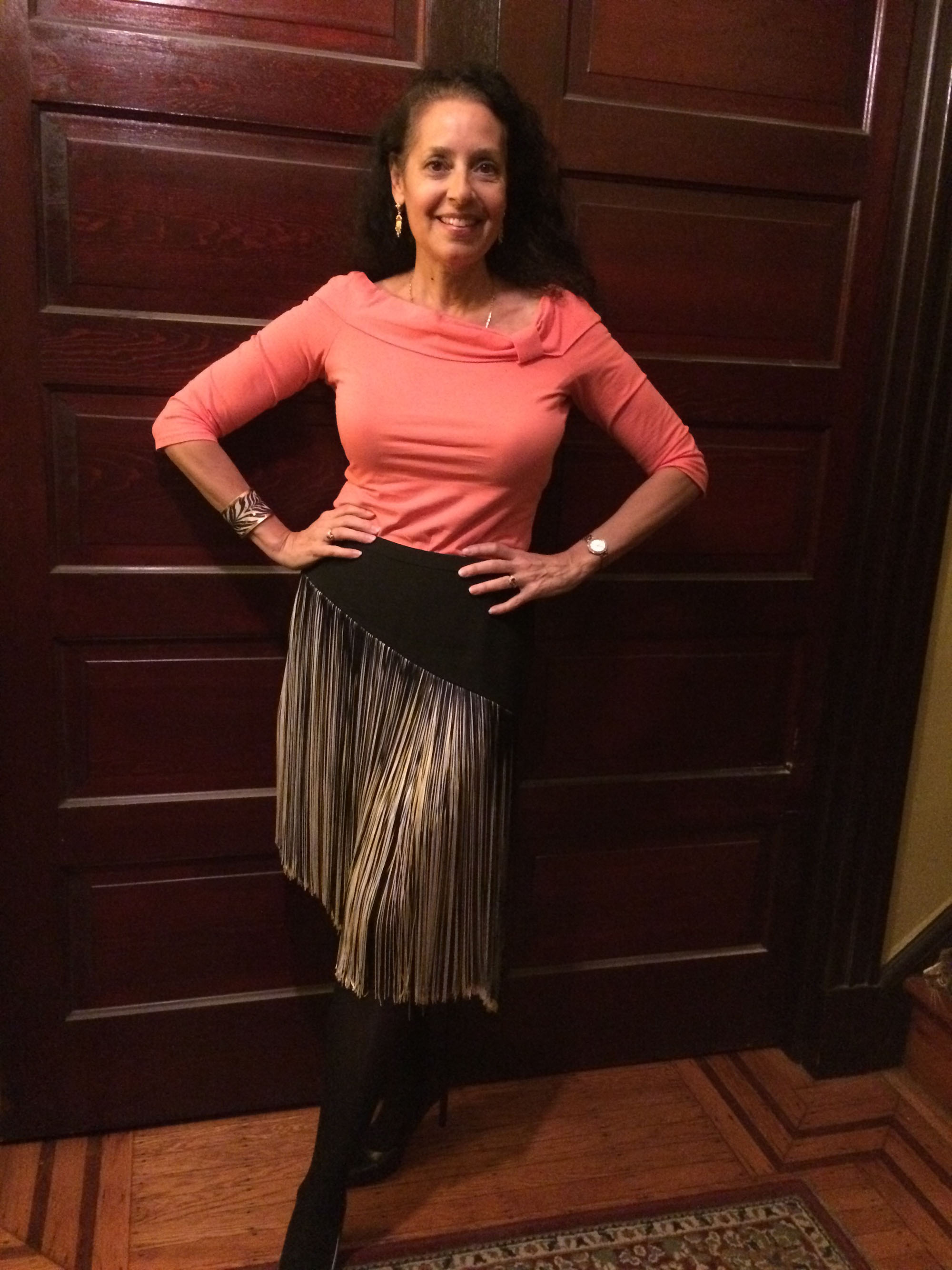 As we head into chillier weather, I put together a fringed skirt by Christopher Kane, a top by Jane Norman, Cole Haan shoes, gold aebra cuff by Évocateur, and vintage gold earrings from Italy