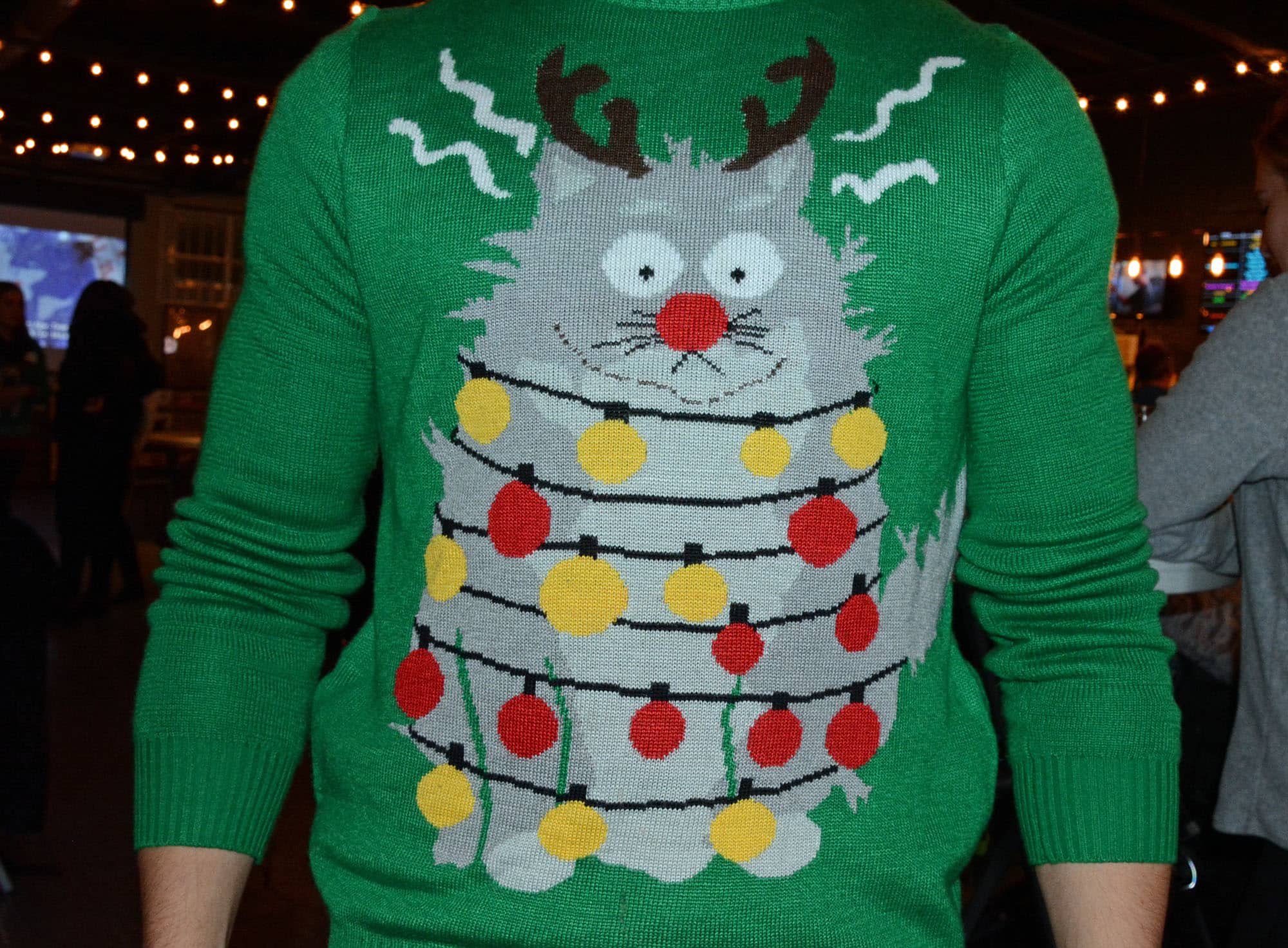 Everyone was encouraged to deck themselves out in ugly sweaters and wacky holiday apparel for a costume contest.
